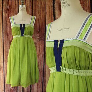 Philosophy by Alberta Ferretti  Womens Mini Dress, Green Silk , Size 4,